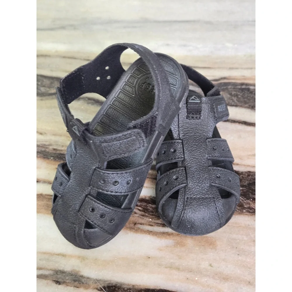 Reef Little Water Beachy‎ Kids Sandals Black Fisherman H2O Proof Size 8 45